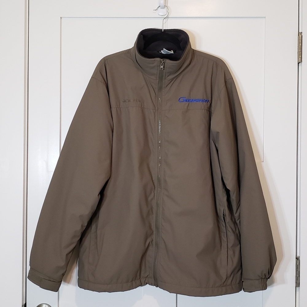 Columbia Full Zip Jacket Size Large Nylon Fleece Lined  Khaki Army Green